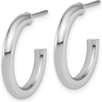 14K White Gold Polished C-Hoop Post Earrings - 20mm Length by 0