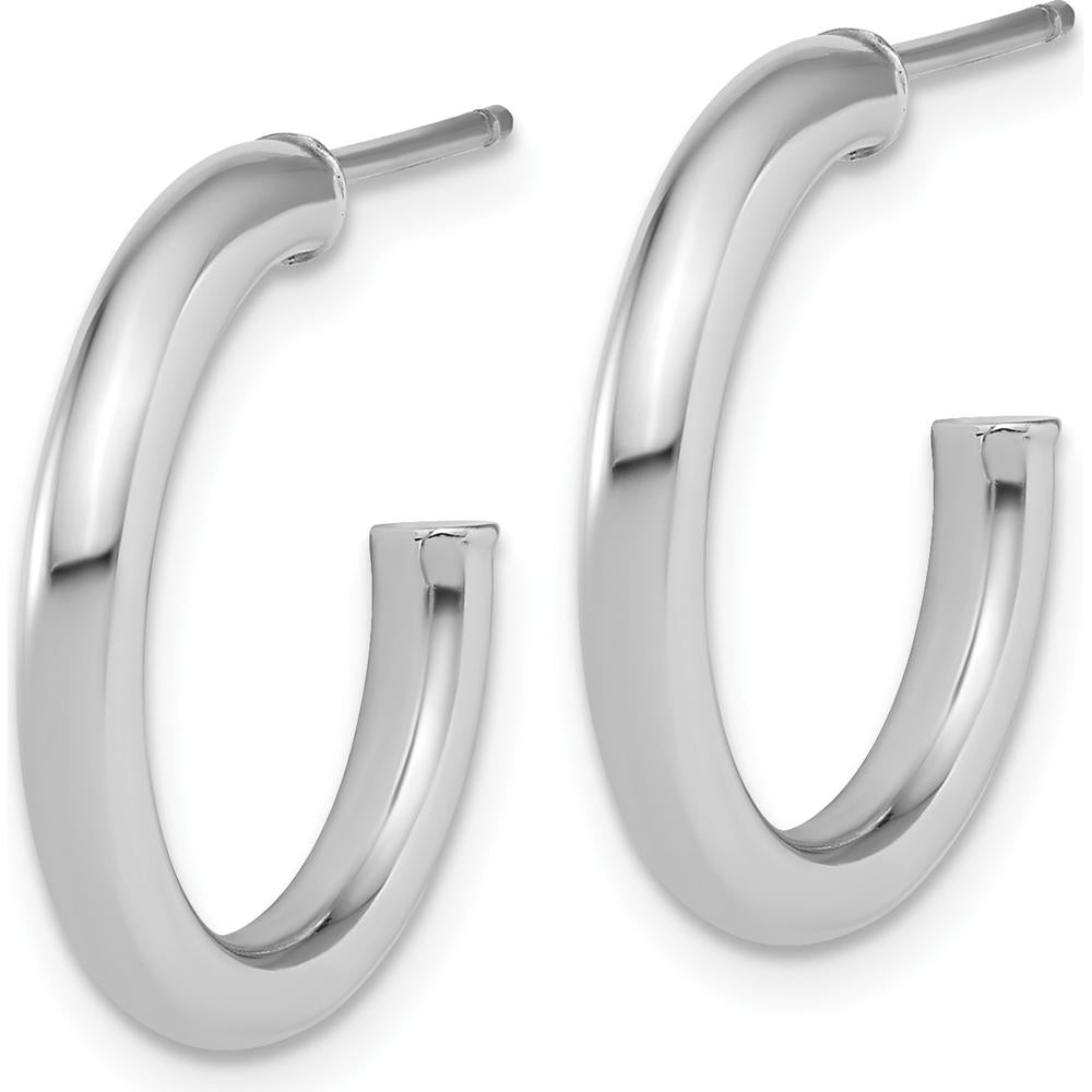 14K White Gold Polished C-Hoop Post Earrings - 20mm Length by 0