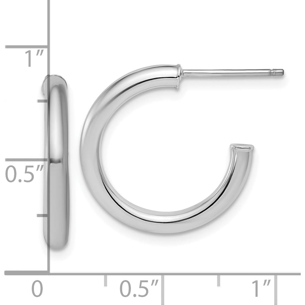 14K White Gold Polished C-Hoop Post Earrings - 20mm Length by 0