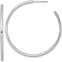 14K White Gold Polished C-Hoop Post Earrings - 45mm Length by 0