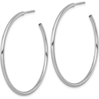 14K White Gold Polished C-Hoop Post Earrings - 45mm Length by 0