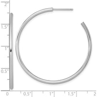 14K White Gold Polished C-Hoop Post Earrings - 45mm Length by 0
