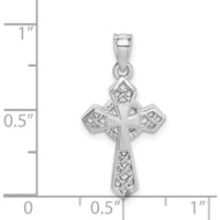 14K White Gold Polished Celtic Cross Pendant with Rhodium Plating - 25mm Length by Oro Pregiato