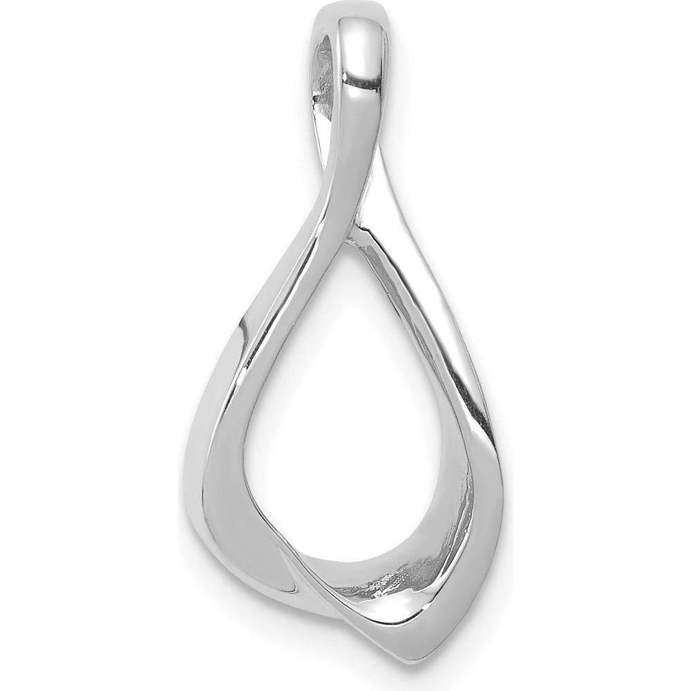 14K White Gold Polished Chain Slide Pendant - Elegant Rhodium-Plated Design by 0