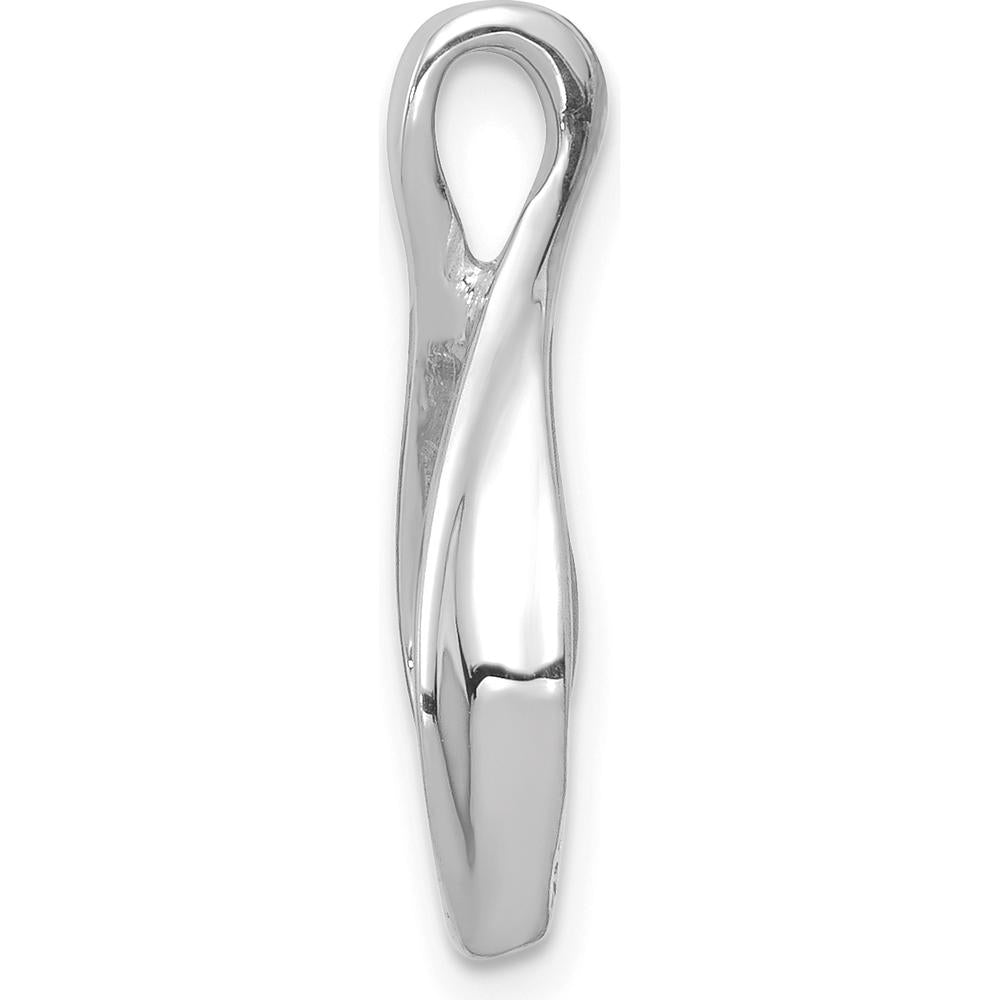 14K White Gold Polished Chain Slide Pendant - Elegant Rhodium-Plated Design by 0