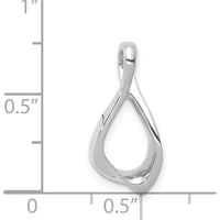 14K White Gold Polished Chain Slide Pendant - Elegant Rhodium-Plated Design by 0