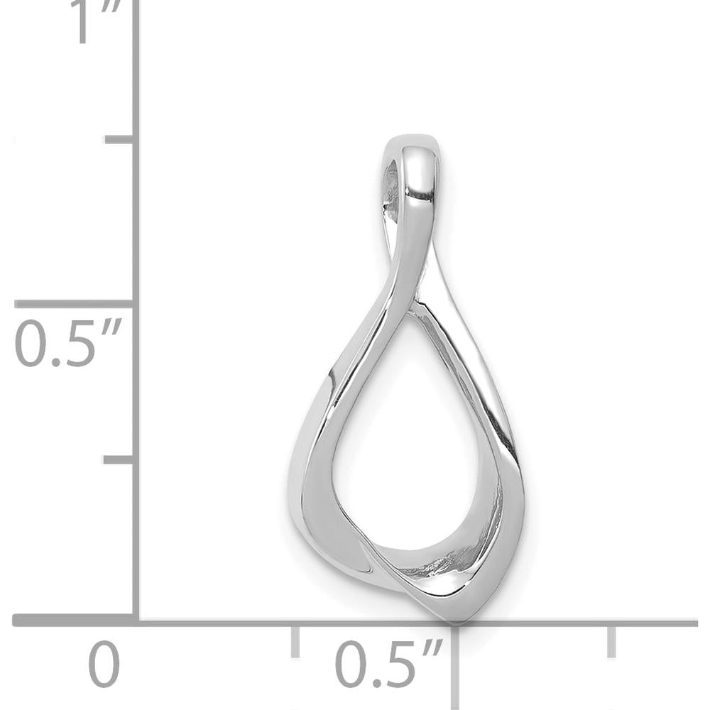 14K White Gold Polished Chain Slide Pendant - Elegant Rhodium-Plated Design by 0