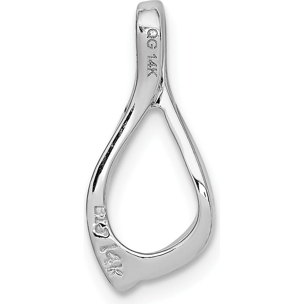 14K White Gold Polished Chain Slide Pendant - Elegant Rhodium-Plated Design by 0