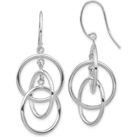 14K White Gold Polished Circles Dangle Earrings with French Wire - Lightweight and Elegant Design by 0