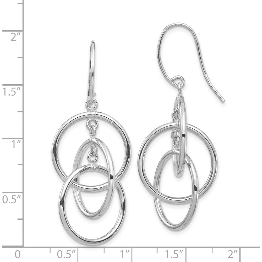 14K White Gold Polished Circles Dangle Earrings with French Wire - Lightweight and Elegant Design by 0