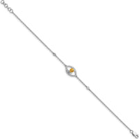 14K White Gold Polished Citrine and Diamond Station Bracelet - 0.25 Carats Total Diamond Weight by Monteluci Fine Jewelry