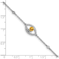 14K White Gold Polished Citrine and Diamond Station Bracelet - 0.25 Carats Total Diamond Weight by Monteluci Fine Jewelry