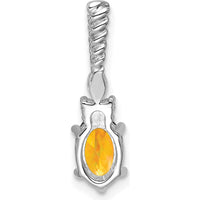 14K White Gold Polished Citrine Pendant with Marquise and Round Diamonds - 1.60 Carat Total Gemstone Weight by Oro Pregiato