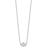 14K White Gold Polished Claddagh Necklace with Cable Chain - 17" Length by 0