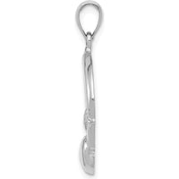 14K White Gold Polished Claddagh Pendant - Symbol of Love and Loyalty by Oro Pregiato