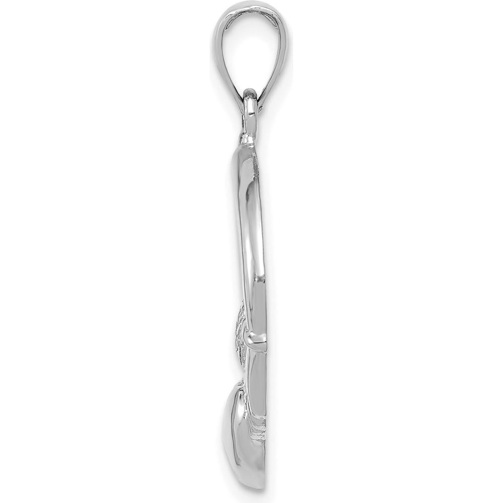 14K White Gold Polished Claddagh Pendant - Symbol of Love and Loyalty by Oro Pregiato