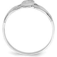 14K White Gold Polished Claddagh Ring - Heart and Hands Design by 0