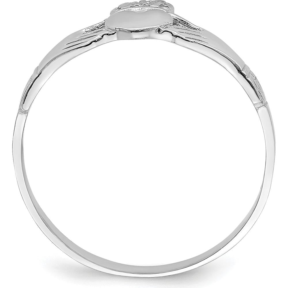 14K White Gold Polished Claddagh Ring - Heart and Hands Design by 0