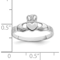 14K White Gold Polished Claddagh Ring - Heart and Hands Design by 0