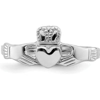 14K White Gold Polished Claddagh Ring - Heart and Hands Design by 0