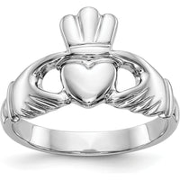 14K White Gold Polished Claddagh Ring - Symbol of Love and Loyalty by Oro Pregiato