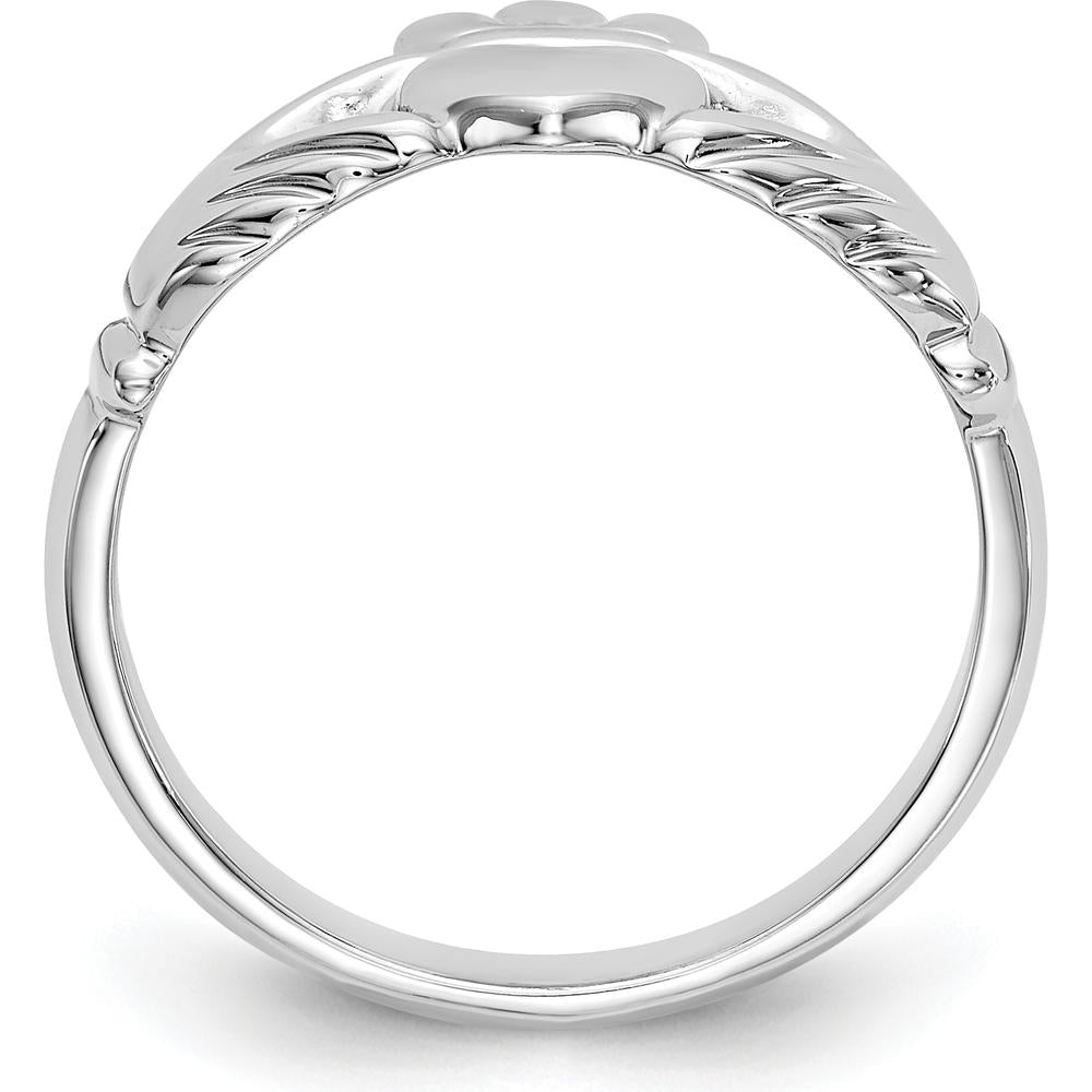 14K White Gold Polished Claddagh Ring - Symbol of Love and Loyalty by Oro Pregiato