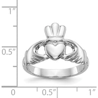 14K White Gold Polished Claddagh Ring - Symbol of Love and Loyalty by Oro Pregiato