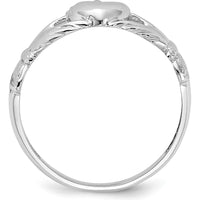 14K White Gold Polished Claddagh Ring with Crown and Heart Design by Oro Pregiato