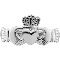 14K White Gold Polished Claddagh Ring with Heart and Crown Detail by 0