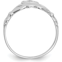 14K White Gold Polished Claddagh Ring with Rhodium Plating - Elegant Symbol of Love and Friendship by Oro Pregiato