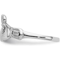 14K White Gold Polished Claddagh Ring with Rhodium Plating - Elegant Symbol of Love and Friendship by Oro Pregiato