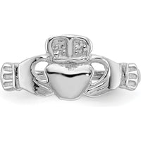 14K White Gold Polished Claddagh Ring with Rhodium Plating - Elegant Symbol of Love and Friendship by Oro Pregiato