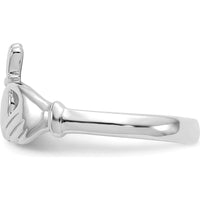 14K White Gold Polished Claddagh Ring with Rhodium Plating by 0