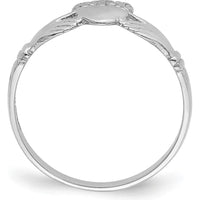14K White Gold Polished Claddagh Ring with Rhodium Plating - Themed Design by 0