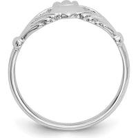 14K White Gold Polished Claddagh Ring with Rhodium Plating - Timeless Symbol of Love and Loyalty by Oro Pregiato