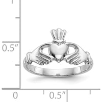 14K White Gold Polished Claddagh Ring with Rhodium Plating - Timeless Symbol of Love and Loyalty by Oro Pregiato