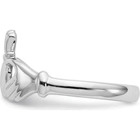 14K White Gold Polished Claddagh Ring with Rhodium Plating - Timeless Symbol of Love and Loyalty by Oro Pregiato