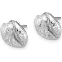 14K White Gold Polished Clam Shell Button Post Earrings by 0