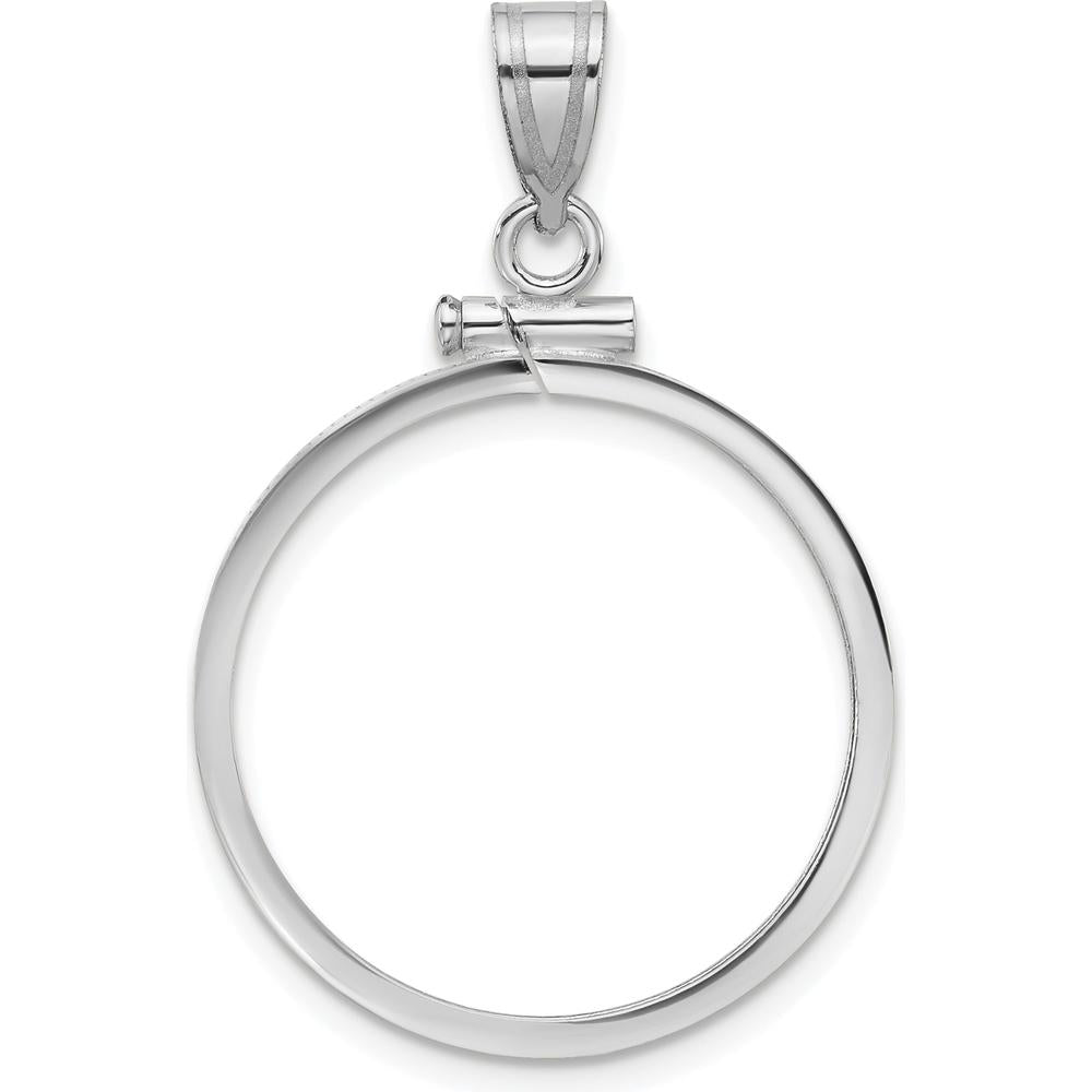 14K White Gold Polished Coin Bezel Pendant - Holds 1/4 oz. American Eagle Coin by Numis Coin Jewelry