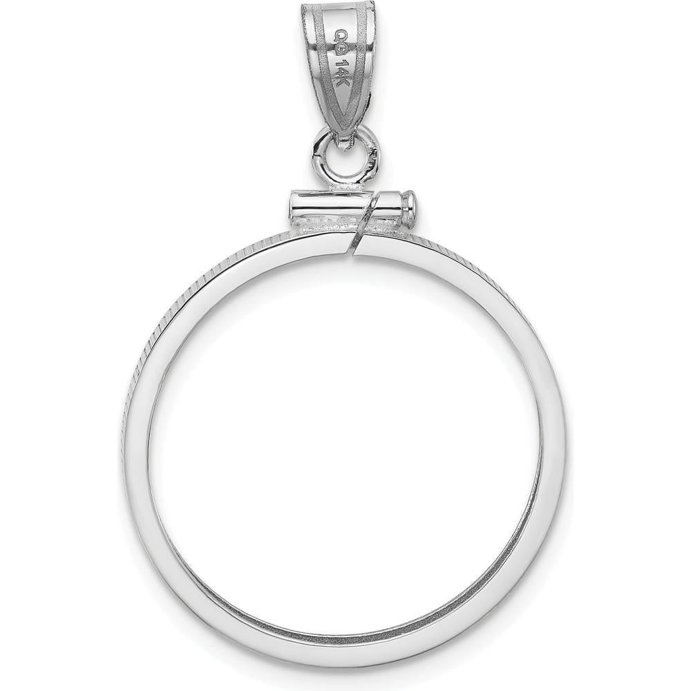 14K White Gold Polished Coin Bezel Pendant - Holds 1/4 oz. American Eagle Coin by Numis Coin Jewelry