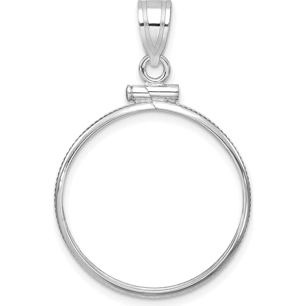 14K White Gold Polished Coin Bezel Pendant with Screw-Top Mounting - 27.4mm Charm Length by Numis Coin Jewelry