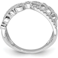 14K White Gold Polished Criss Cross Diamond Ring with 31 Round Diamonds - 0.064 Carat Total Diamond Weight by 0