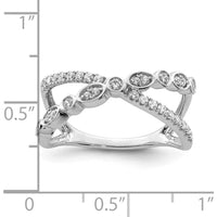 14K White Gold Polished Criss Cross Diamond Ring with 31 Round Diamonds - 0.064 Carat Total Diamond Weight by 0