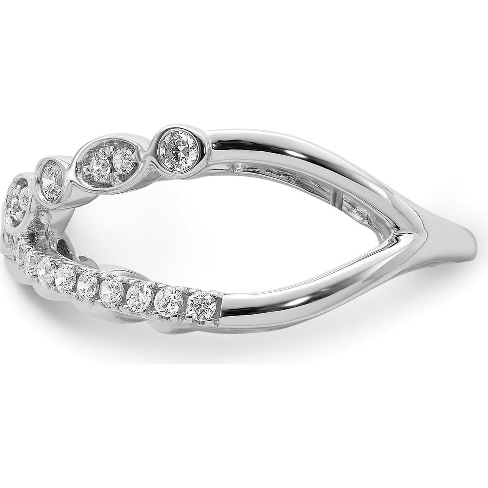 14K White Gold Polished Criss Cross Diamond Ring with 31 Round Diamonds - 0.064 Carat Total Diamond Weight by 0