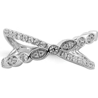 14K White Gold Polished Criss Cross Diamond Ring with 31 Round Diamonds - 0.064 Carat Total Diamond Weight by 0