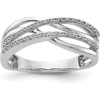 14K White Gold Polished Crisscross Diamond Ring - 0.0029 Carat Total Diamond Weight by 0
