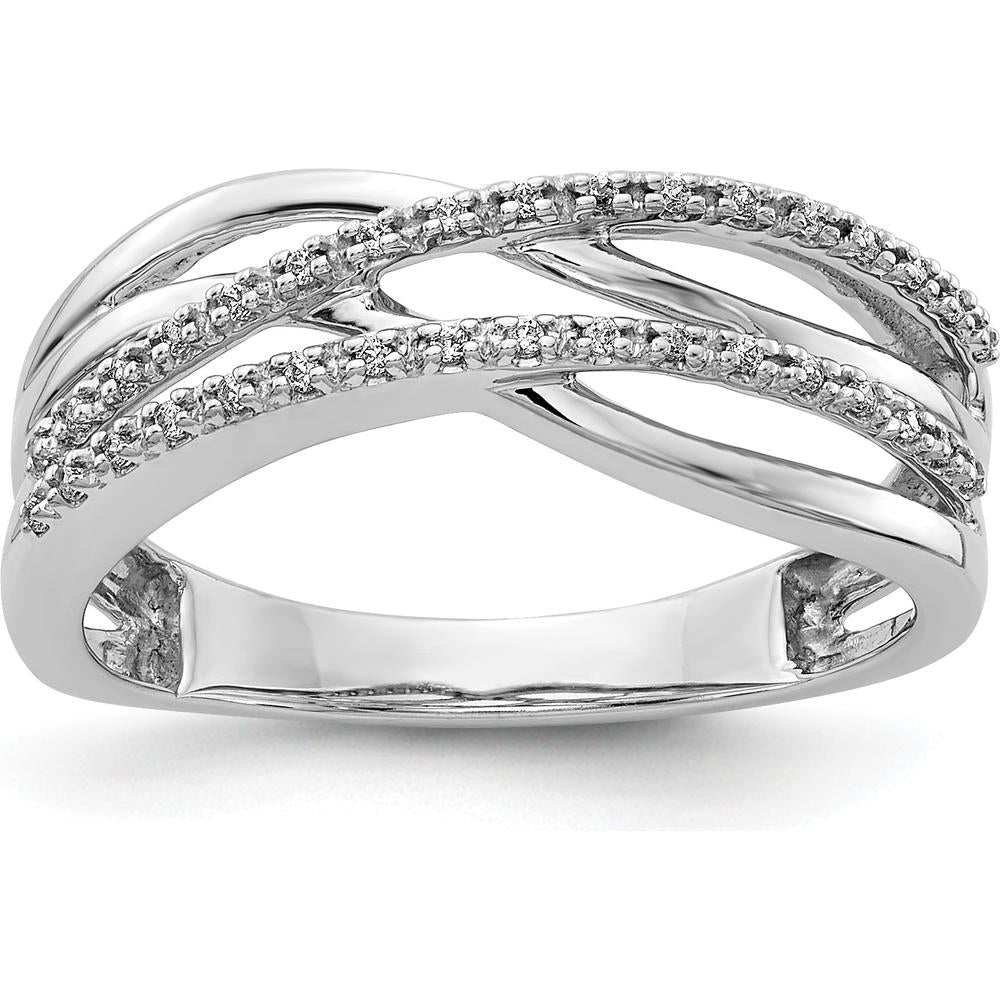 14K White Gold Polished Crisscross Diamond Ring - 0.0029 Carat Total Diamond Weight by 0