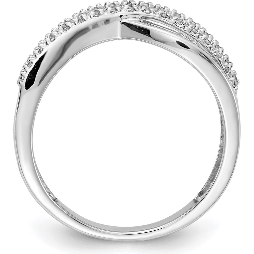 14K White Gold Polished Crisscross Diamond Ring - 0.0029 Carat Total Diamond Weight by 0