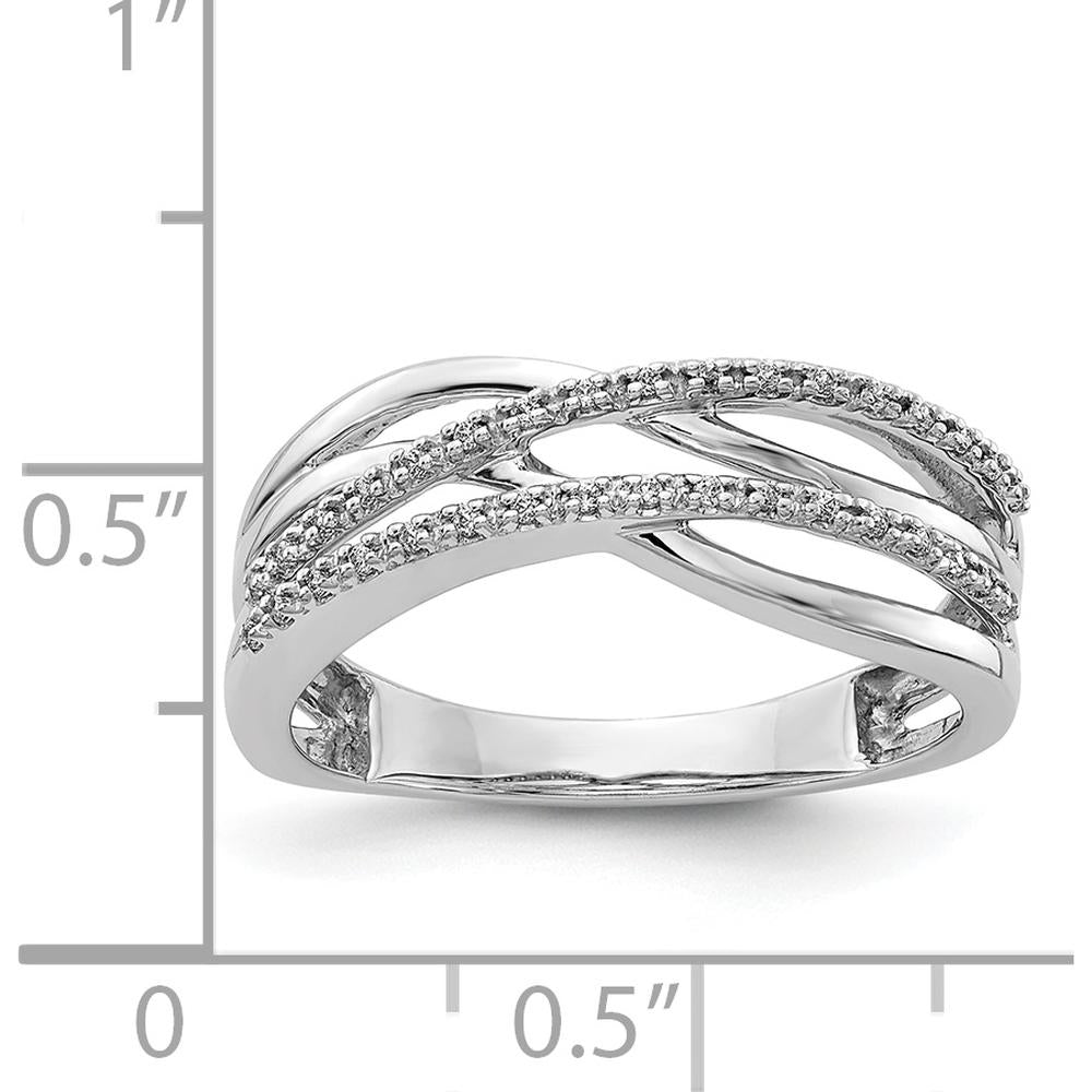 14K White Gold Polished Crisscross Diamond Ring - 0.0029 Carat Total Diamond Weight by 0