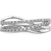 14K White Gold Polished Crisscross Diamond Ring - 0.0029 Carat Total Diamond Weight by 0